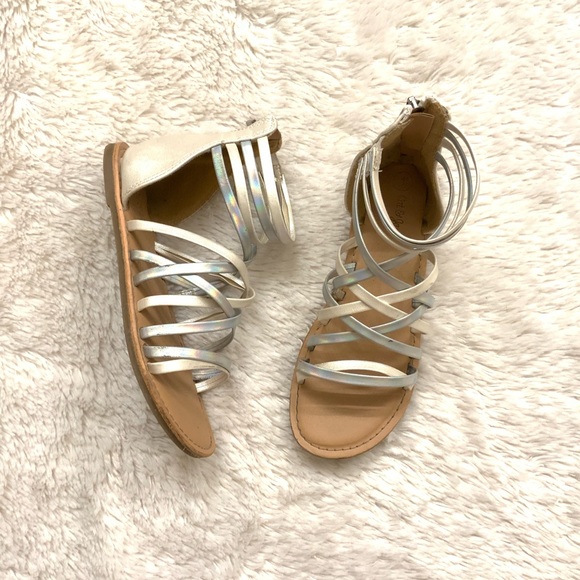 Cat & Jack Silver and White Sandals with Metallic Straps - Picture 3 of 6